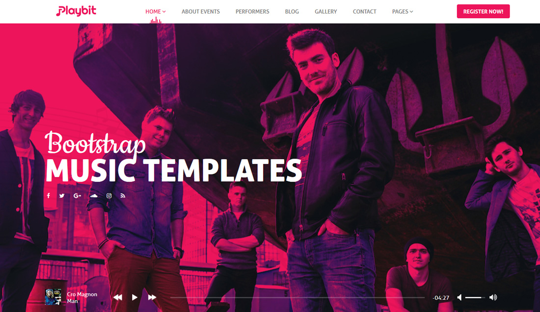 bootstrap music templates